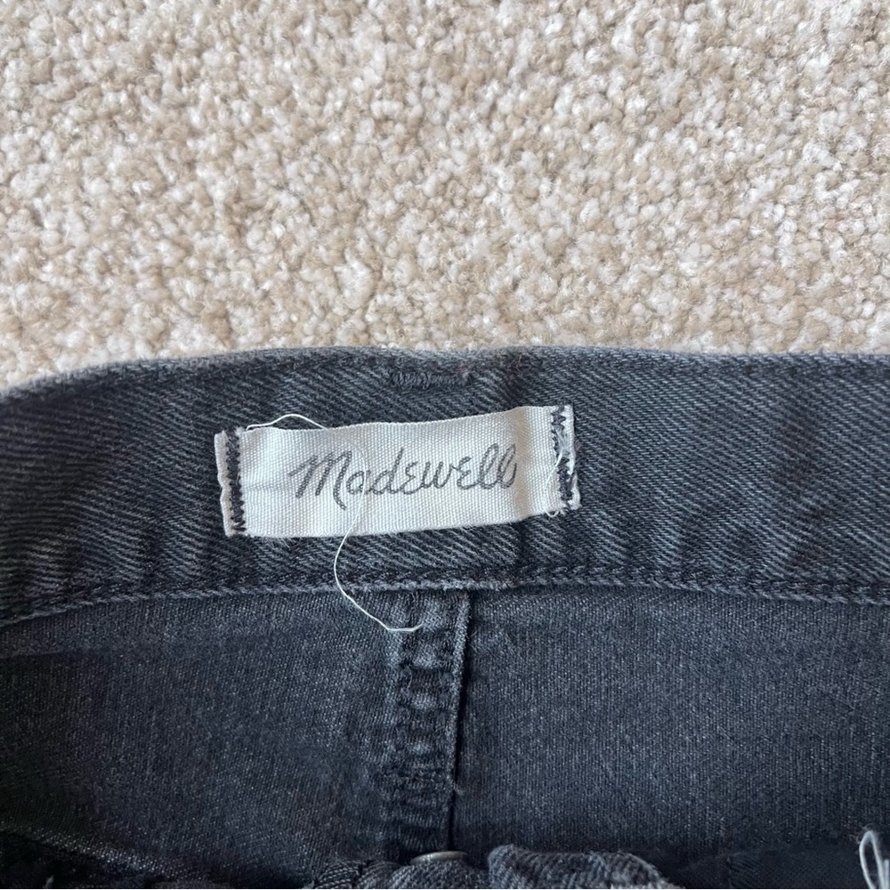 Madewell Black Rigid Denim A-Line Distressed Mini Skirt Size 25 - Picture 9 of 13